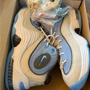 New Nike Air Penny Athletic Shoes in Light Blue and White